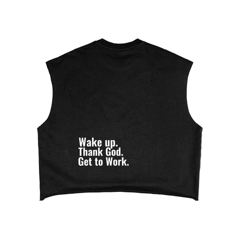"Wake Up. Thank God. Get to Work" Boxy Tank