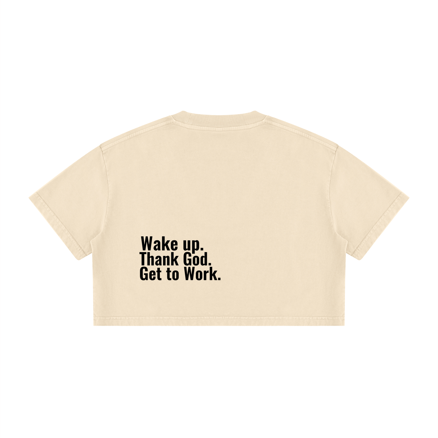 Women's Mineral Wash "Wake up. Thank God. Get to Work" Crop Tee